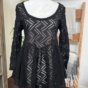 Free People brand black lace top - size S